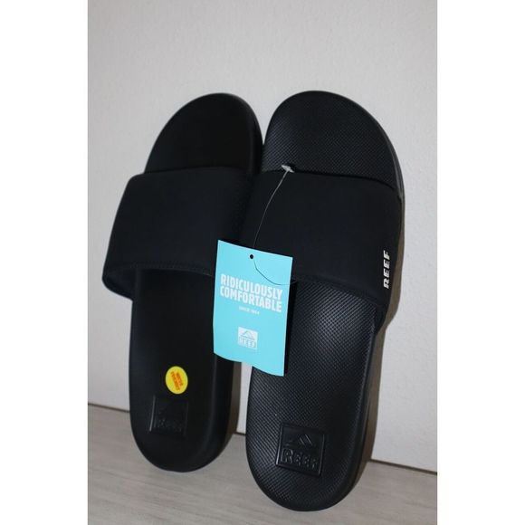 Reef RF0A3ONDBLA Men's Sz 12 Black One Slide Sandals - Picture 6 of 8